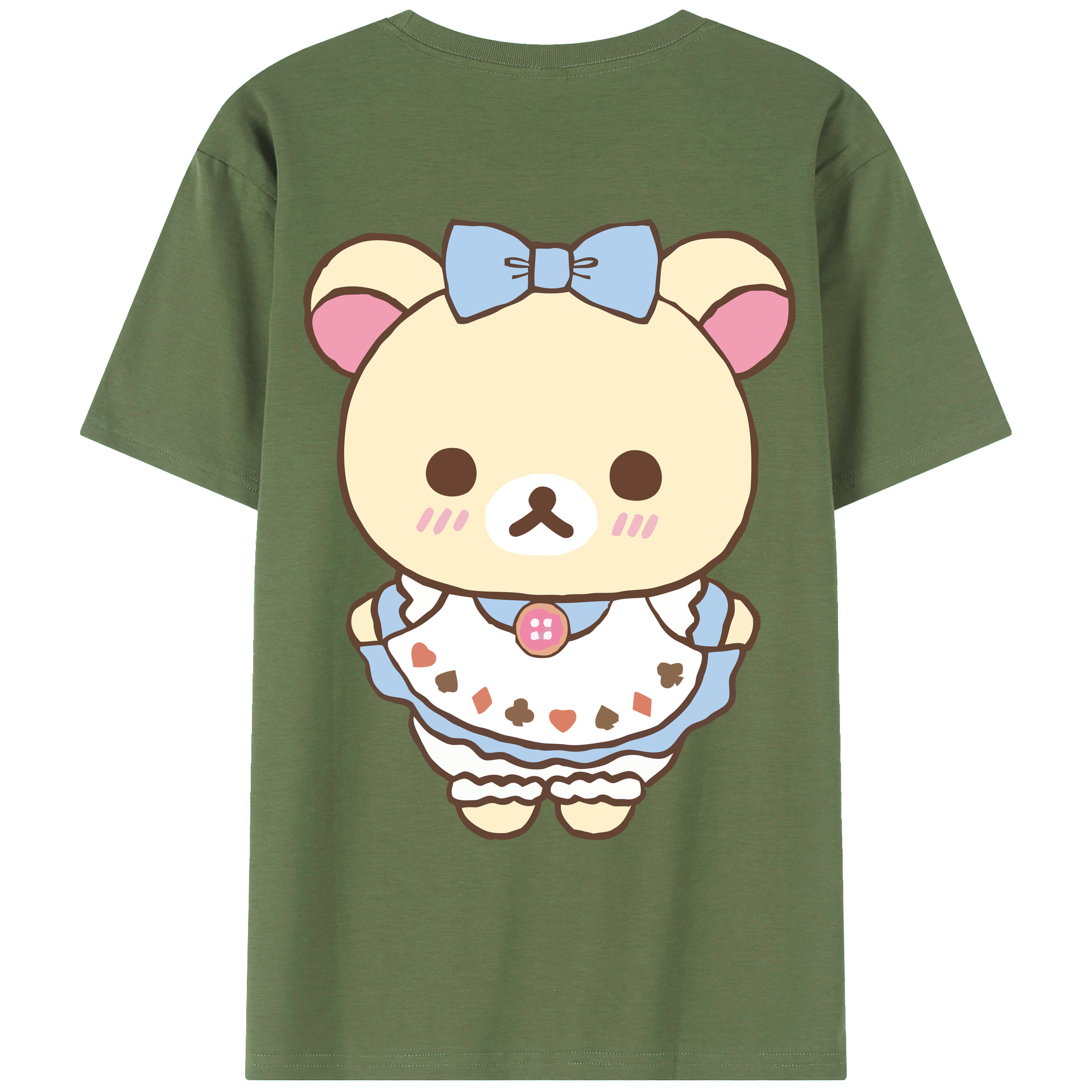 （画像用） リラックマ リラックマ キイロイトリ Rilakkuma Korilakkuma Kiiroitori 綿100％ メンズ半袖Tシャツ（バックプリント） 通気性